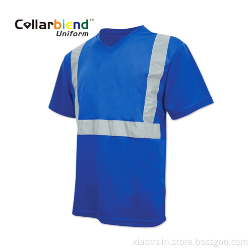 Blaues Sicherheits-Hi-Vis-Polo-T-Shirt